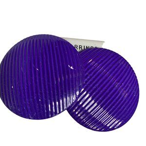 Vintage Ribbed Purple Clip On Earrings Dead Stock